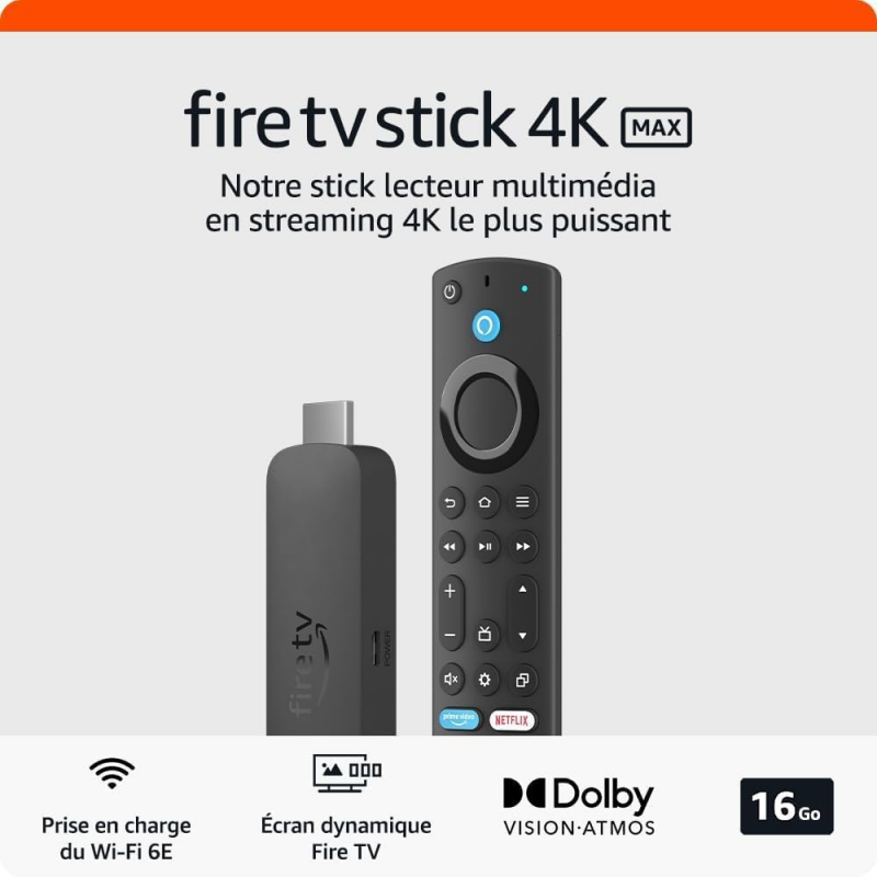 Amazon Fire TV Stick 4K Max Appareil de streaming (Wi-Fi 6E, 2023)