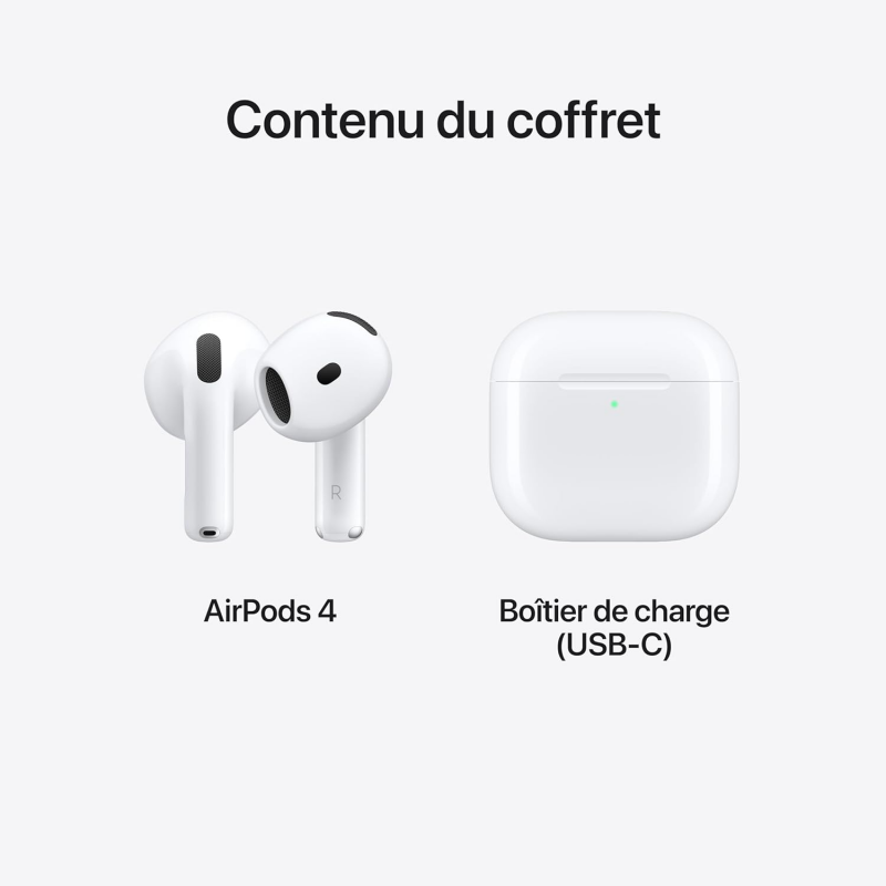 Apple AirPods 4e génération avec étui de chargement USB-C (avec annulation active du bruit)