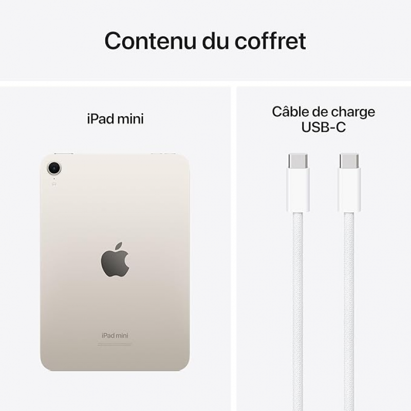 Apple iPad mini (7e génération, 8,3 pouces, Wi-Fi, 256 Go) - Lumière stellaire