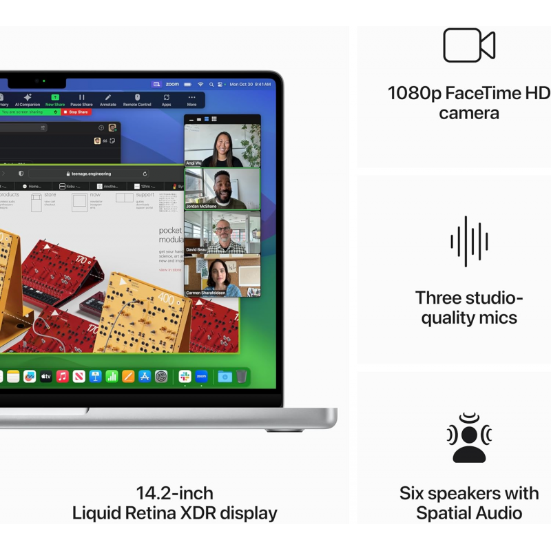 Apple Macbook Pro Laptop 2023 (M3 Max, 14‑core CPU, 30‑core GPU: écran Liquid Retina XDR 16,2 Pouces, 48Go Ram, 1To SSD) - Argent