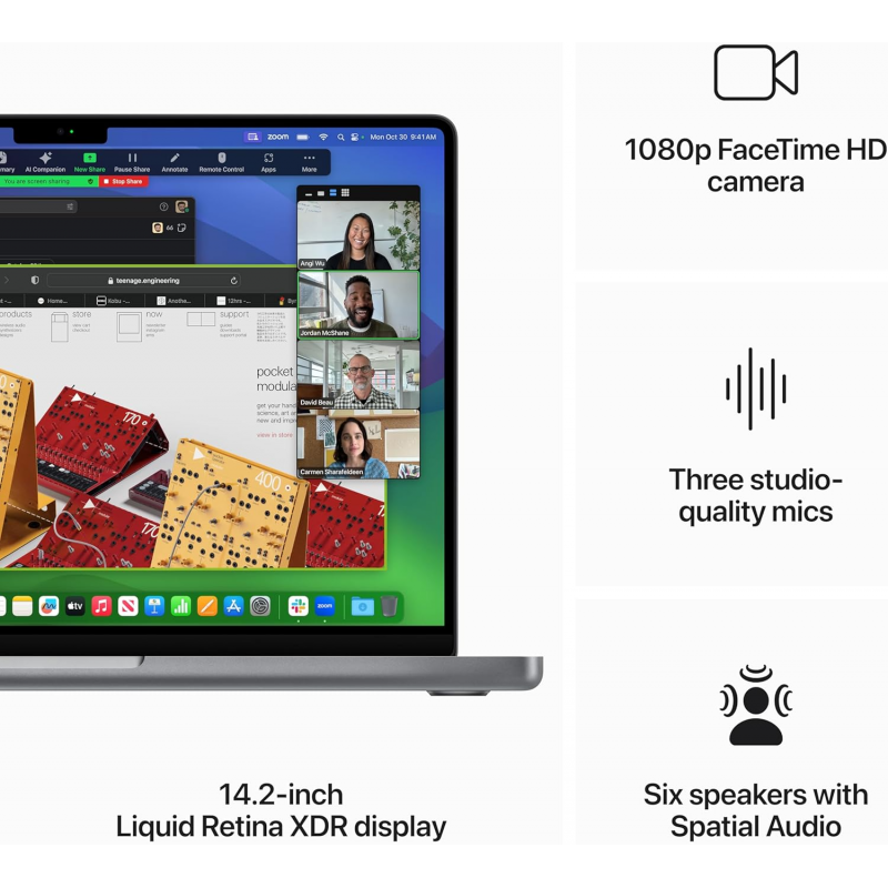 Apple Macbook Pro Laptop 2023 (M3, 8‑core CPU, 10‑core GPU: écran Liquid Retina XDR 14,2 Pouces, 8Go Ram, 512Go SSD) - Gris sidéral