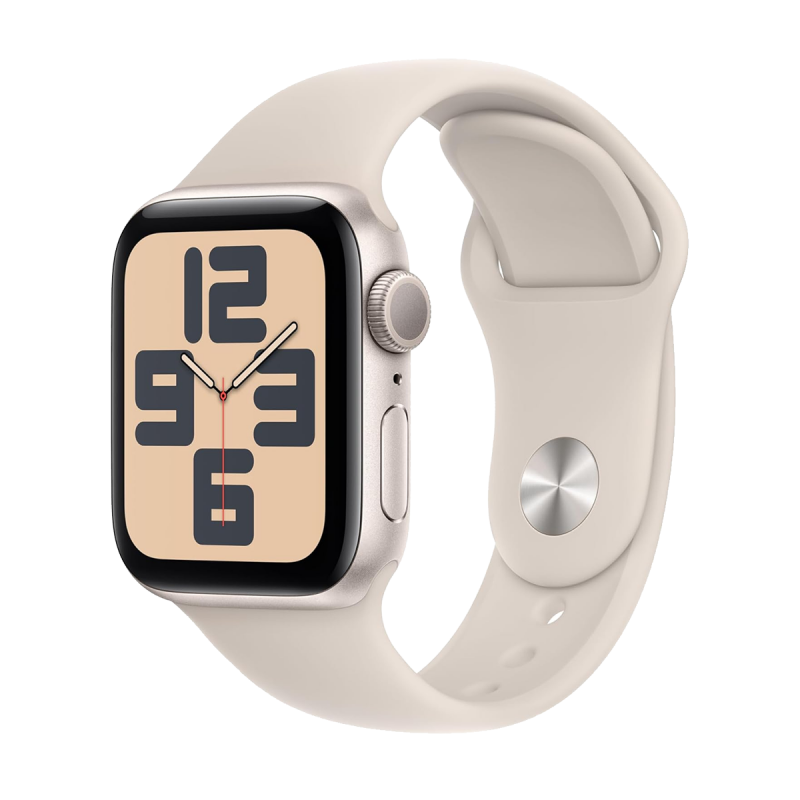 Apple Watch SE 2023 2ᵉ génération (GPS, 44mm) - boîtier Aluminium Lumière stellaire avec M/L Bracelet Sport Lumière stellaire