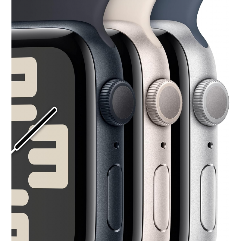 Apple Watch SE 2023 2ᵉ génération (GPS, 40mm) - boîtier Aluminium Lumière stellaire avec S/M Bracelet Sport lumière stellaire