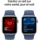 Apple Watch SE 2024 2ème génération (GPS, 44mm) - Boîtier en aluminium argenté avec bracelet sport en denim S/M