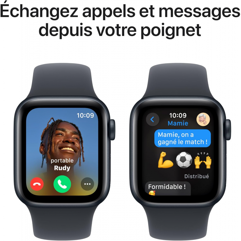 Apple Watch SE 2024 2ème génération (GPS, 40mm) - Boîtier en aluminium minuit avec bracelet sport minuit M/L