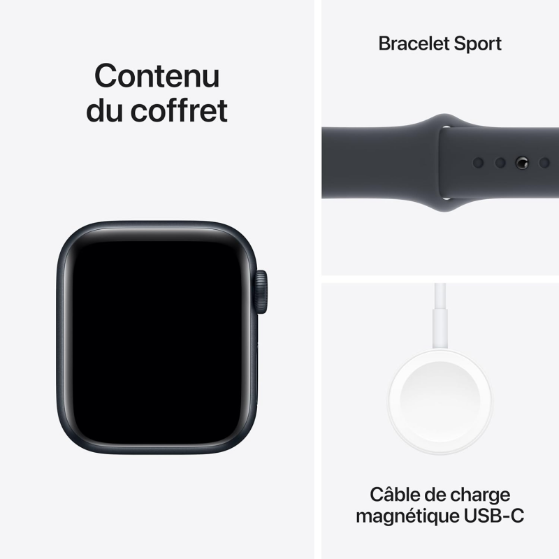 Apple Watch SE 2024 2ème génération (GPS, 40mm) - Boîtier en aluminium minuit avec bracelet sport minuit M/L