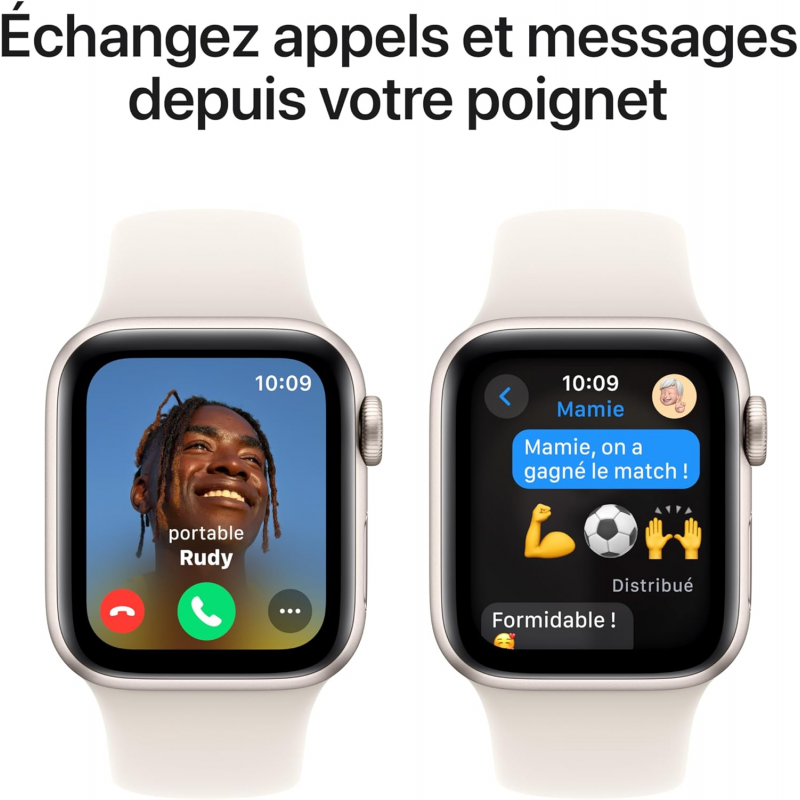 Apple Watch SE 2024 2ème génération (GPS, 44mm) - Boîtier aluminium Starlight avec bracelet sport S/M Starlight