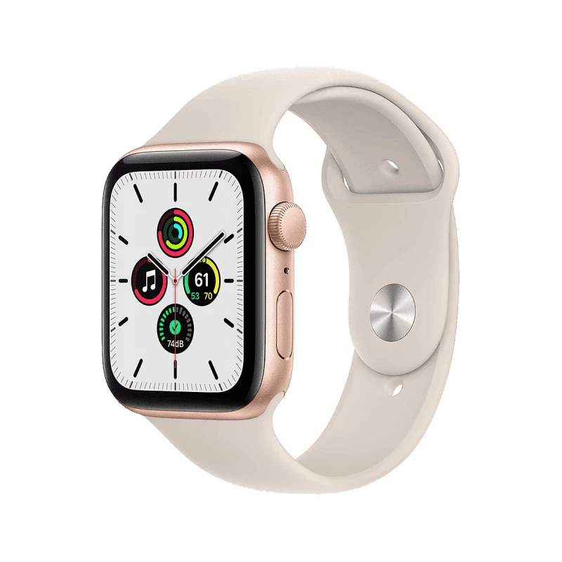 Apple Watch SE (GPS, 44mm) - Alluminium Or avec Bracelet de Sport Lumière  - Stellaire