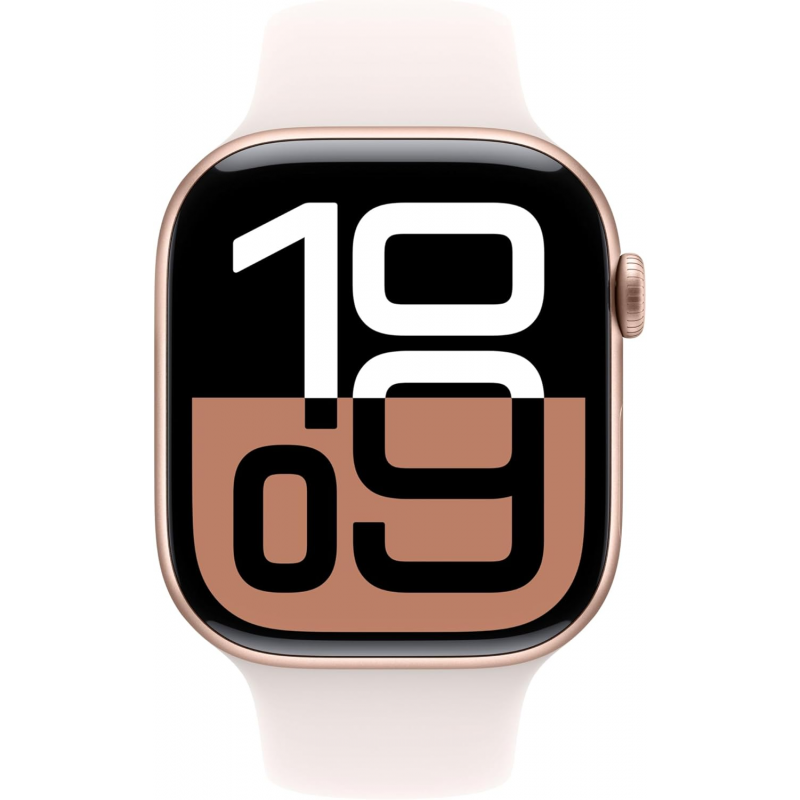 Apple Watch Series 10 (GPS, 46 mm) - Boîtier en aluminium or rose avec bracelet M/L Light Blush