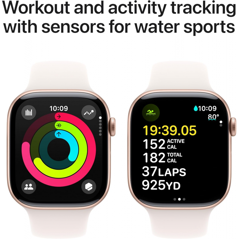 Apple Watch Series 10 (GPS, 46 mm) - Boîtier en aluminium or rose avec bracelet M/L Light Blush