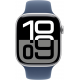 Apple Watch Series 10 (GPS, 46 mm) - Boîtier en aluminium argenté avec bracelet sport en denim S/M