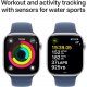 Apple Watch Series 10 (GPS, 46 mm) - Boîtier en aluminium argenté avec bracelet sport en denim S/M