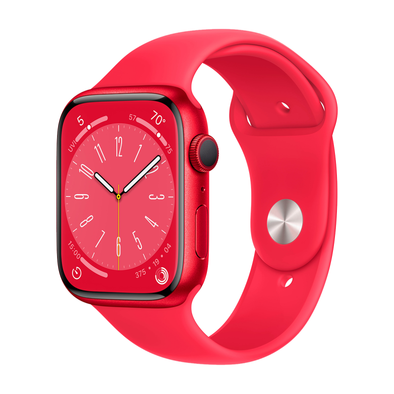 Apple Watch Series 8 (GPS, 45mm) - boîtier Aluminium (PRODUCT)RED avec S/M Bracelet (PRODUCT)RED