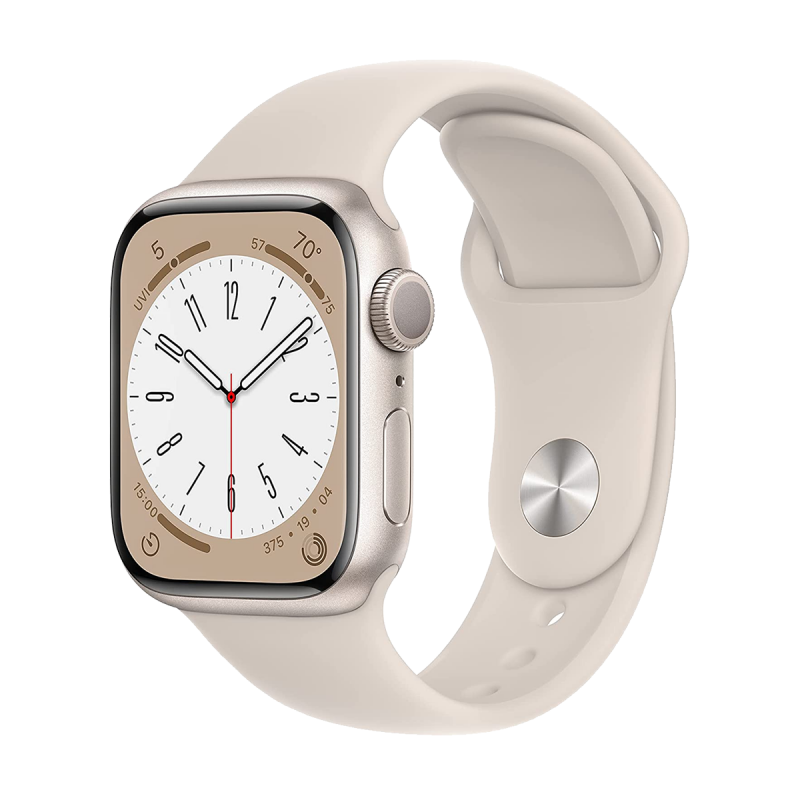 Apple Watch Series 8 (GPS, 45mm) - boîtier Aluminium (PRODUCT) lumière stellaire avec M/L Bracelet Sport lumière stellaire