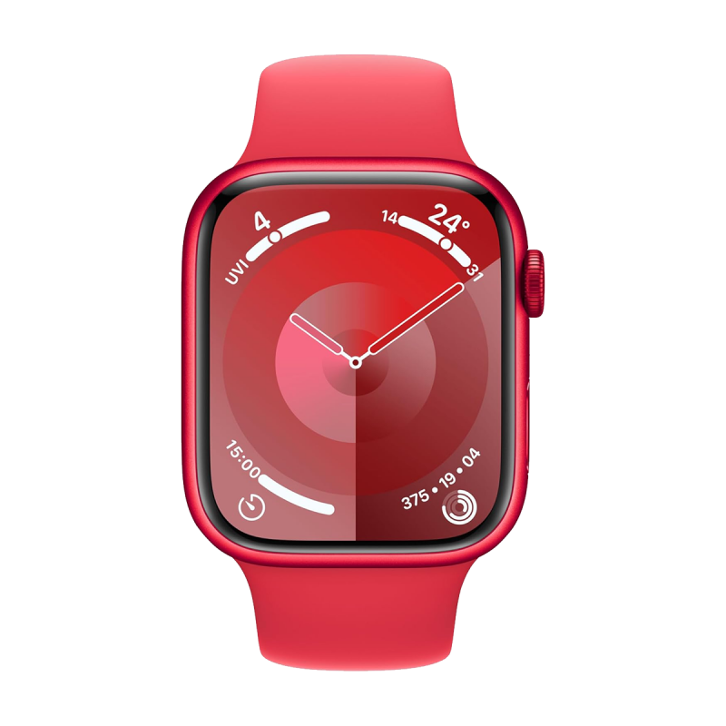 Apple Watch Series 9 (GPS, 45mm) - Boîtier en Aluminium Rouge avec M/L Bracelet Sport Rouge