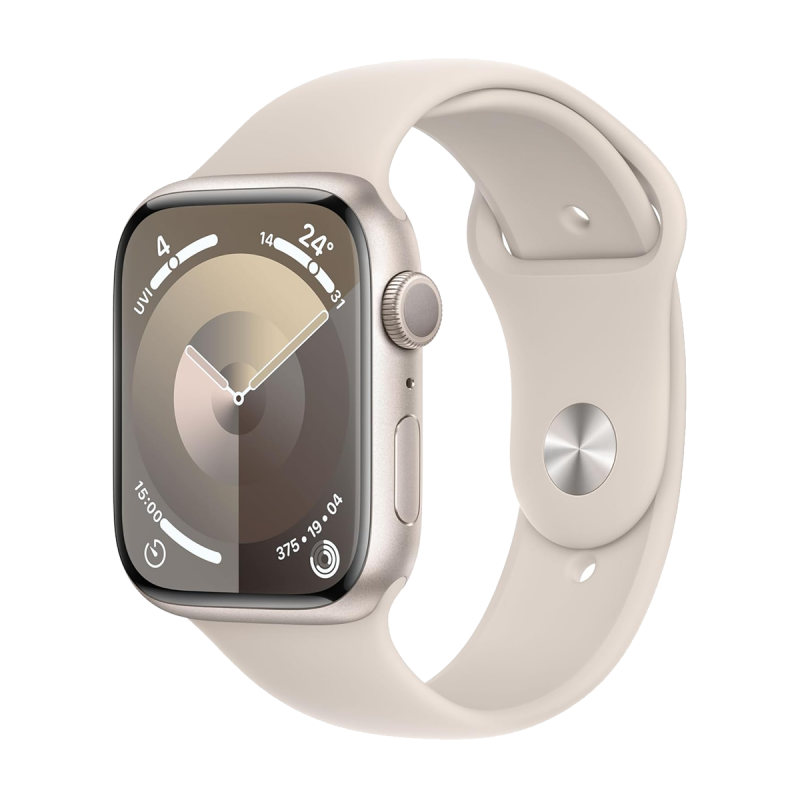 Apple Watch Series 9 (GPS, 41mm) - Boîtier en Aluminium Lumière Stellaire avec S/M Bracelet Sport Lumière Stellaire