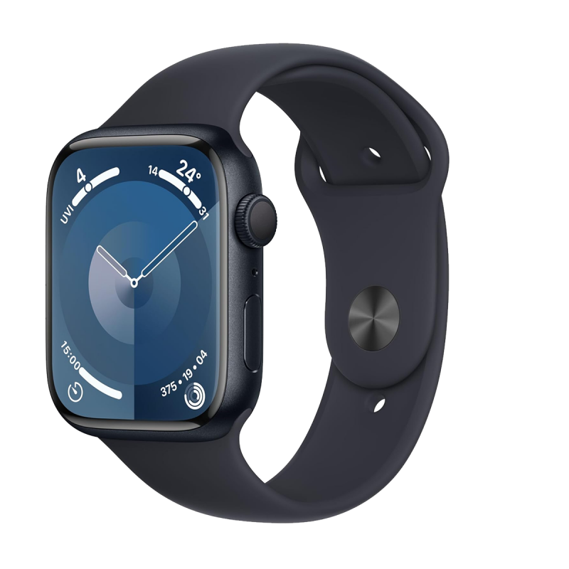 Apple Watch Series 9 (GPS, 45mm) - Boîtier en Aluminium Minuit avec M/L Bracelet Sport Minuit