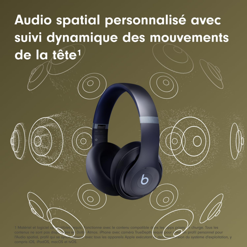 Beats Studio Pro - Casque sans Fil avec Bluetooth et Réduction du Bruit - Bleu