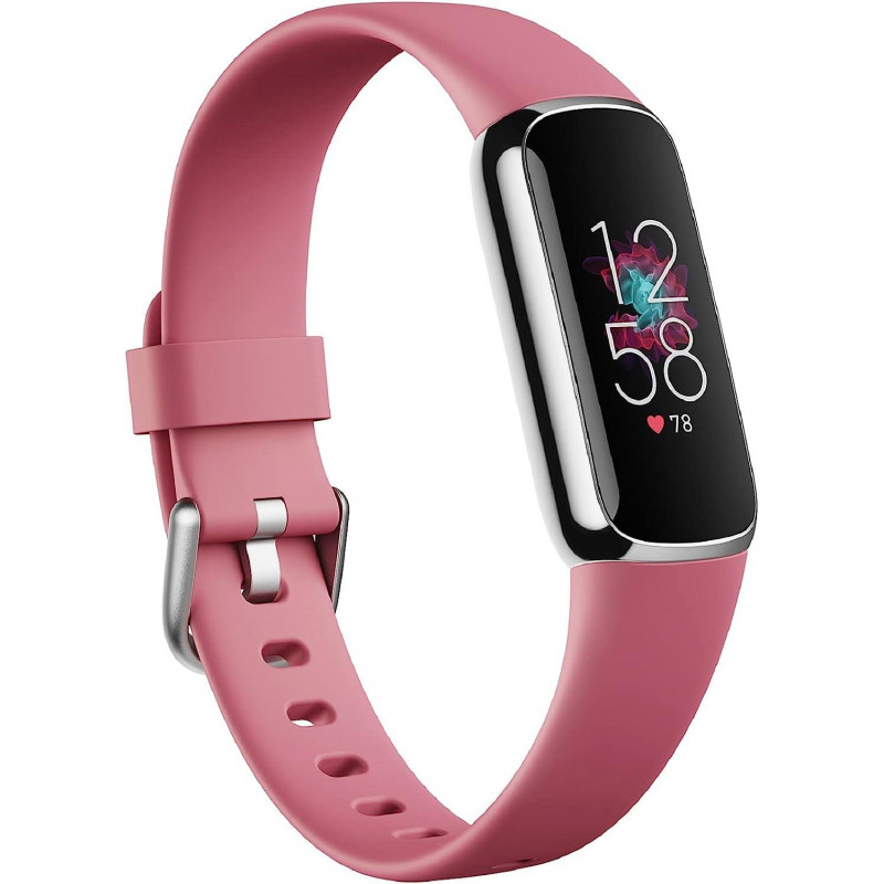 Fitbit Luxe, Bracelet d'activité pour le sport et le bien-être - Orchidée/acier inoxydable platine