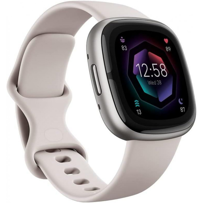 Montre connectée sport et santé Fitbit Sense 2  - Blanc lunaire/aluminium platine