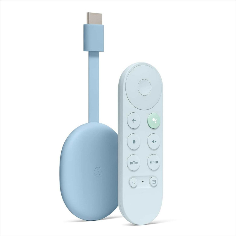 Google Chromecast avec Google TV 4K et commandes vocales - Bleu ciel