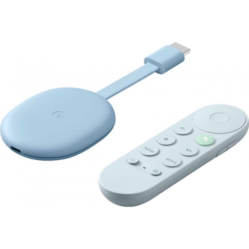 Google Chromecast avec Google TV 4K et commandes vocales - Bleu ciel