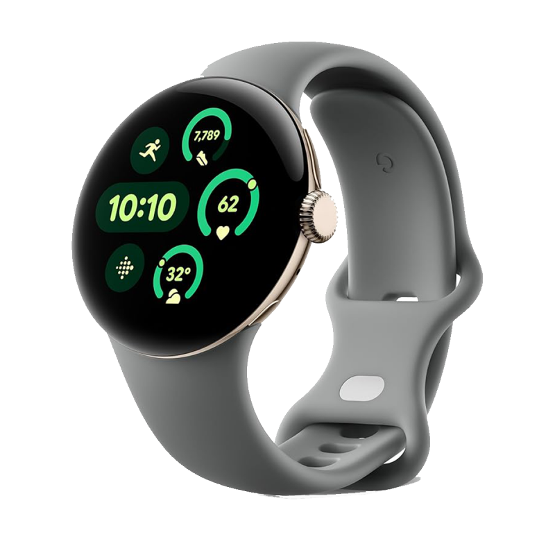 Google Pixel Watch 3 Wifi (41mm) — Boîtier Champagne Doré avec Bracelet Vert Sauge