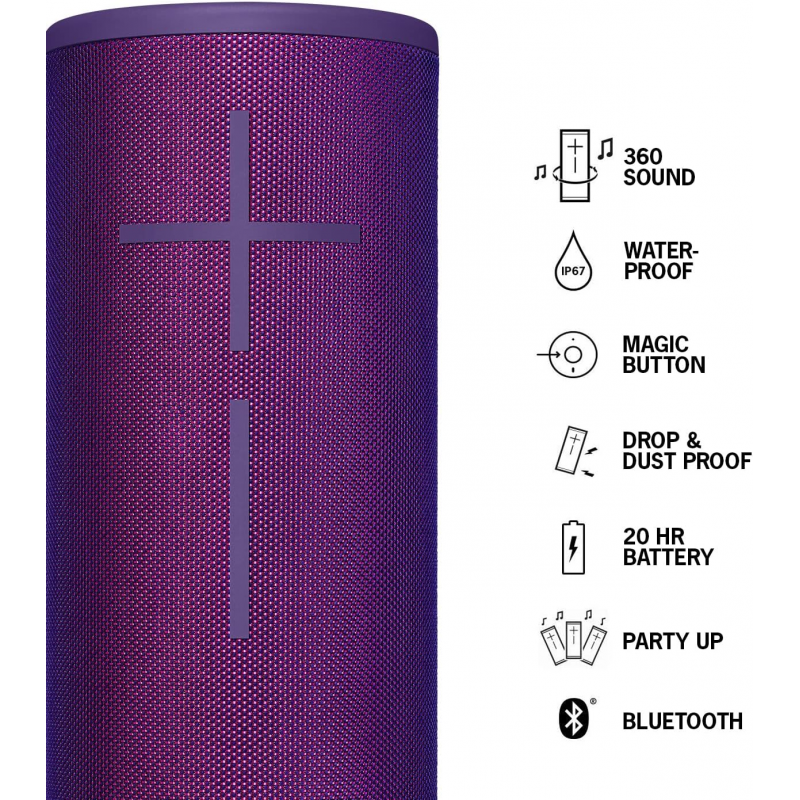 Logitech Ultimate Ears Megaboom 3 Enceinte sans Fil Portable Bluetooth - Violet