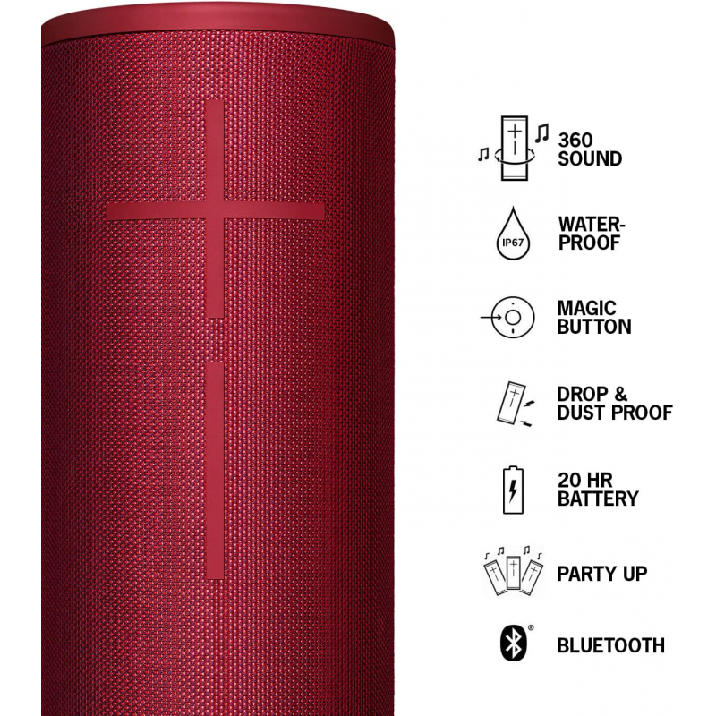 Logitech Ultimate Ears Megaboom 3 Enceinte sans Fil Portable Bluetooth - Rouge