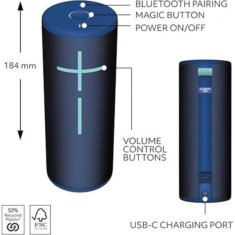 Logitech Ultimate Ears MEGABOOM 4 Enceinte Bluetooth Portable étanche - Bleu