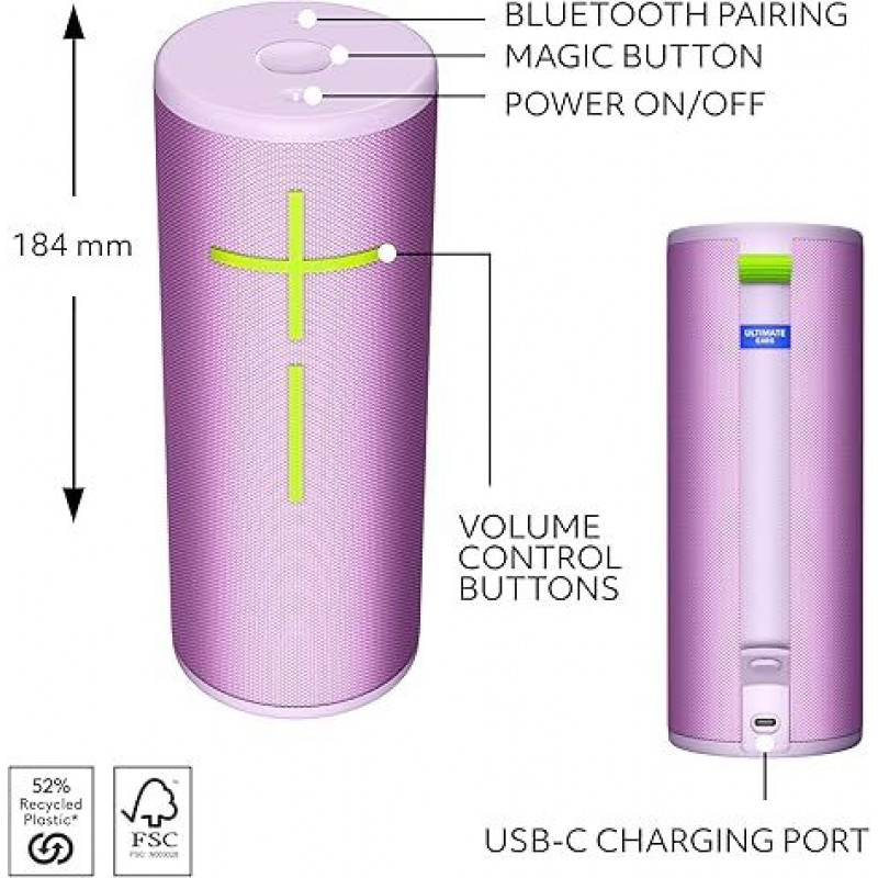 Logitech Ultimate Ears MEGABOOM 4 Enceinte Bluetooth Portable étanche - Lilas