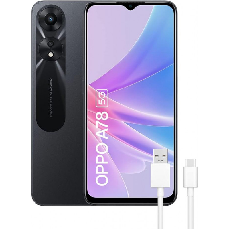 Oppo A78 5G Smartphone (4Go+128Go) - Noir (Glowing Black)