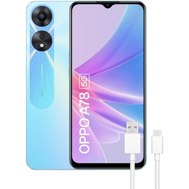 Oppo A78 5G Smartphone (8Go+128Go) - Bleu (Glowing Blue)