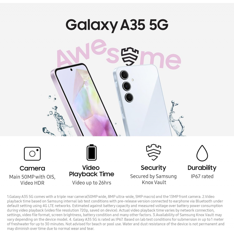 Samsung Galaxy A35 5G Smartphone (Double SIM, 8+256Go) - Lime