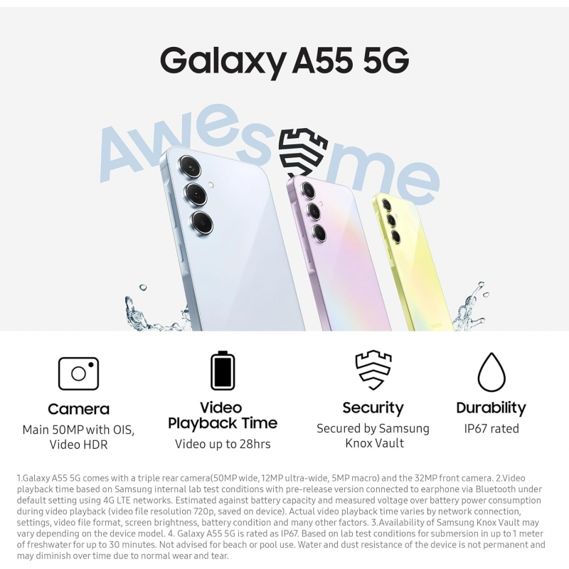 Samsung Galaxy A55 5G Smartphone (Double SIM, 8+256Go) - Lime