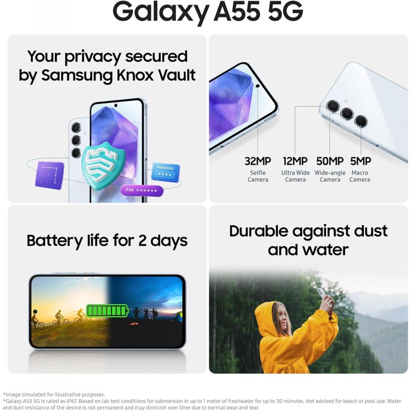 Samsung Galaxy A55 5G Smartphone (Double SIM, 8+256Go) - Lime