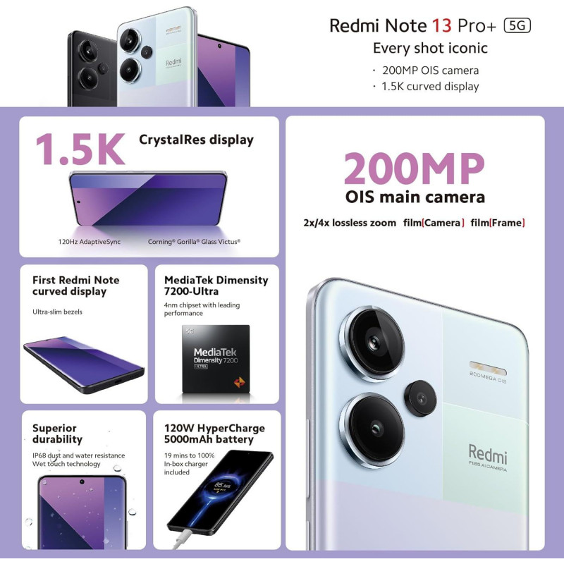 Xiaomi Redmi Note 13 Pro+ 5G (8+256Go) - Violet