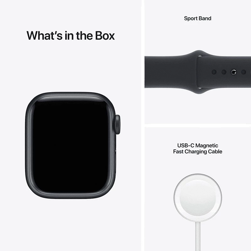 Apple Watch Series 7 (GPS, 45mm) - Midnight Aluminium with Midnight Sports Band