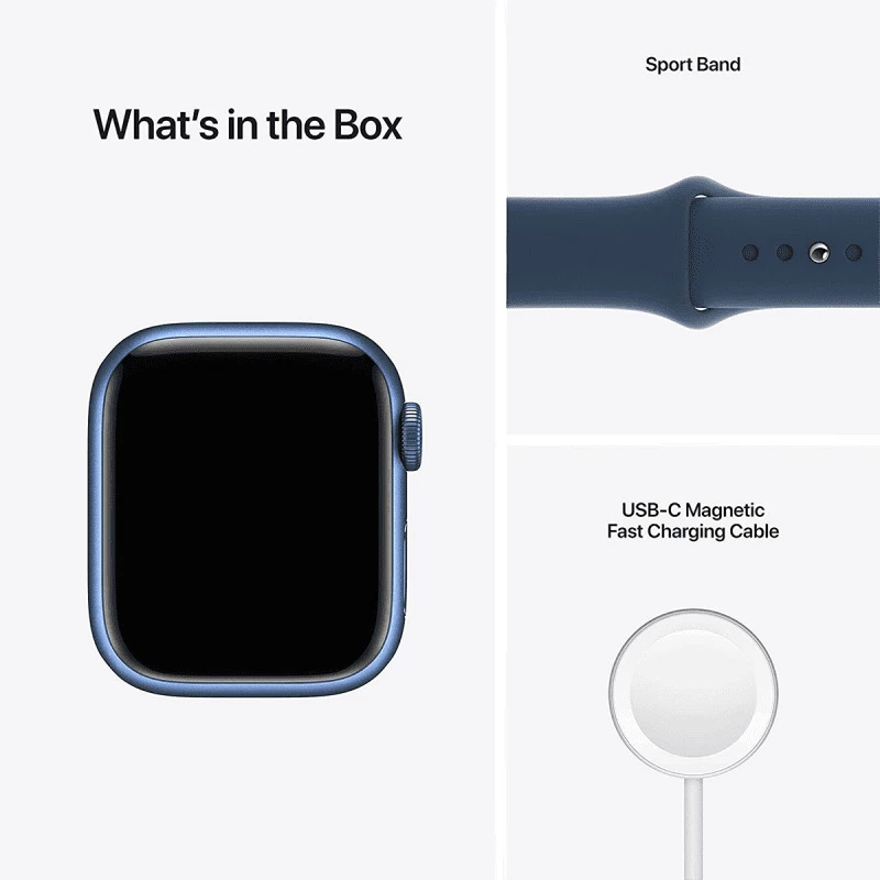 Apple Watch Series 7 (GPS, 45mm) - Blue Aluminium with Blue Sports Band