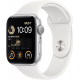 Apple Watch SE 2022 2ème génération (GPS, 44mm) - boîtier Aluminium Argent avec M/L Bracelet Sport Blanc