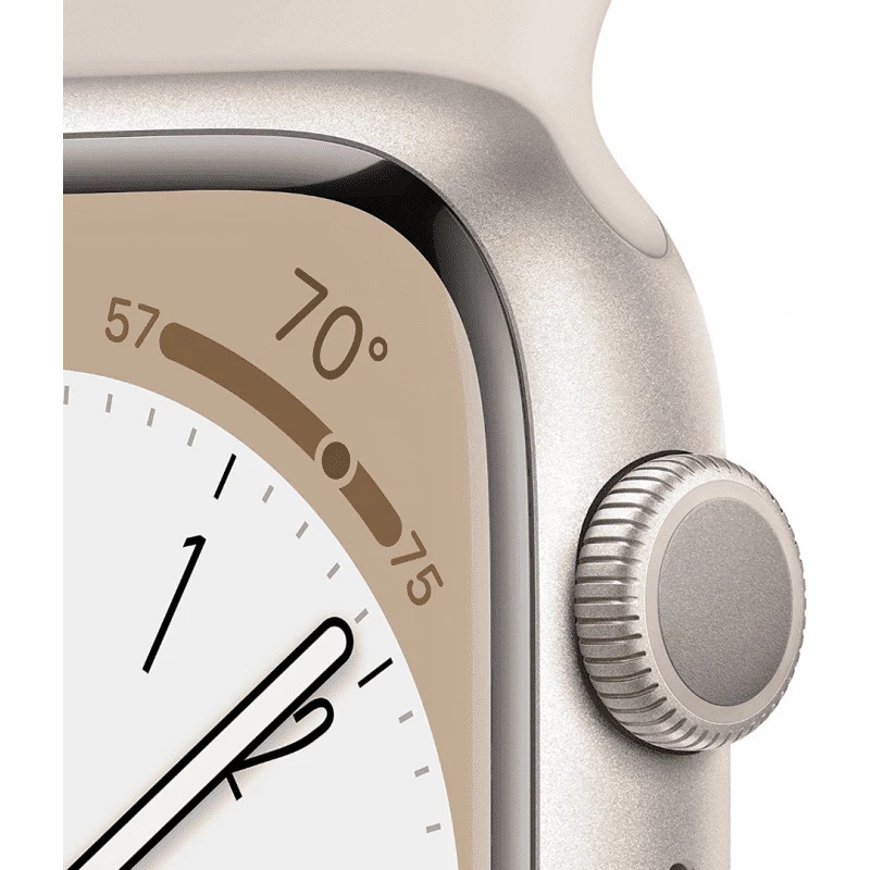 Apple Watch Series 8 (GPS, 45mm) - boîtier Aluminium (PRODUCT) lumière stellaire avec M/L Bracelet Sport lumière stellaire