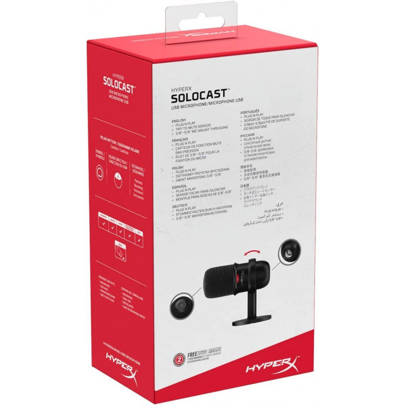 HyperX SoloCast – Microphone de jeu USB à condensateur - Noir