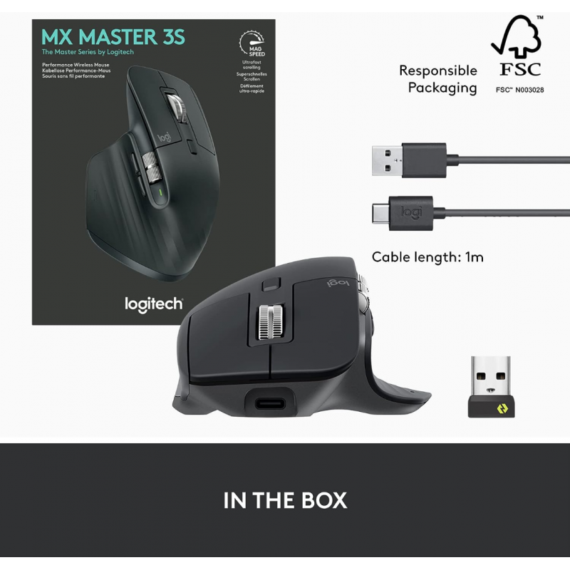 Logitech MX Master 3S Souris Performante Sans Fil - Graphite