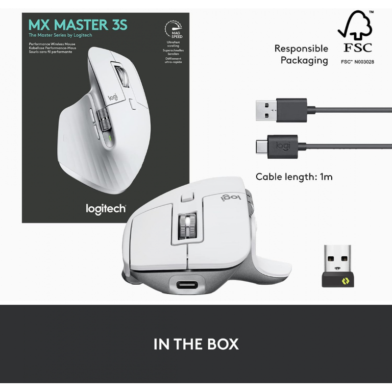 Logitech MX Master 3S Souris Performante Sans Fil - Gris clair