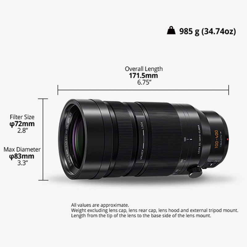 Panasonic LUMIX 100-400mm f/4-6.3 OIS Leica DG Vario-Elmar Lens