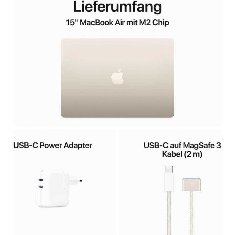 Apple MacBook Air 2023 (15.3", M2, 8Go + 256Go SSD) - Lumière stellaire