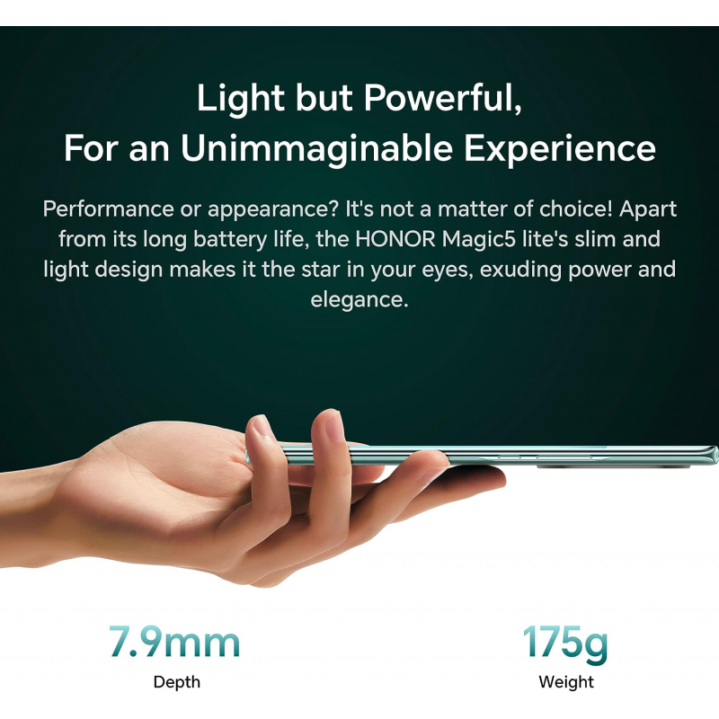 Honor Magic5 Lite 5G Smartphone (8+256Go) - Vert émeraude