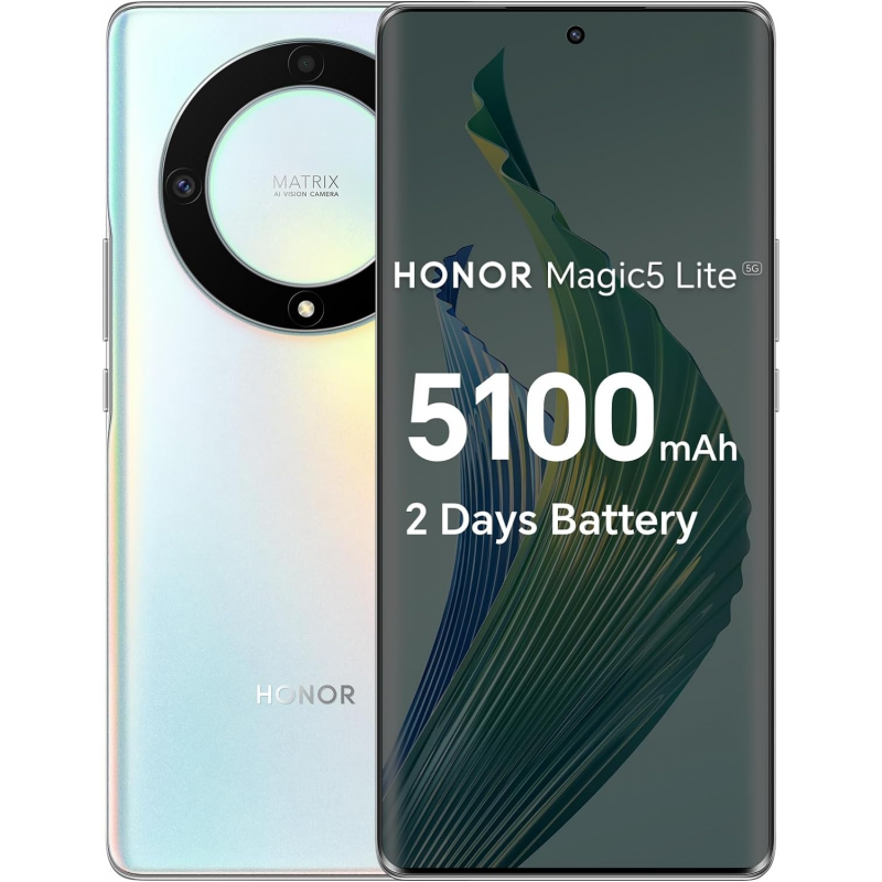 Honor Magic5 Lite 5G Smartphone (8+256Go) - Argent Arc-en-Ciel