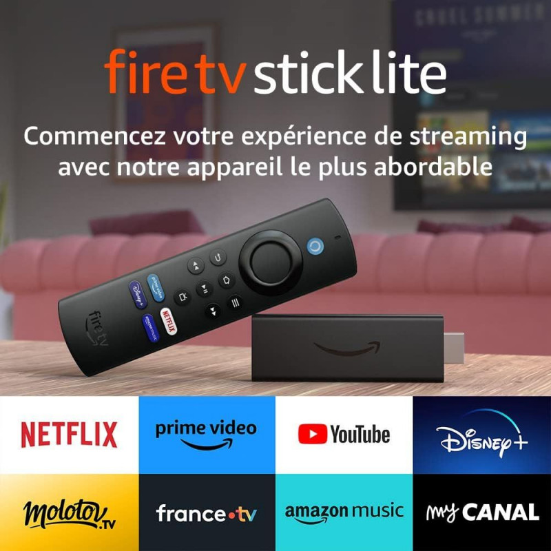 Amazon Fire TV Stick Lite avec télécommande vocale Alexa Lite