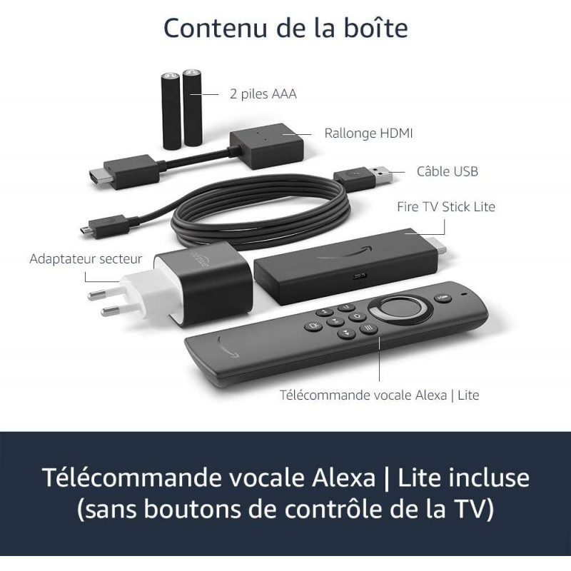 Amazon Fire TV Stick Lite avec télécommande vocale Alexa Lite